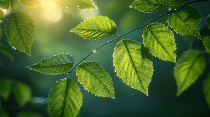 Fresh green tree leaves, frame. Natural background