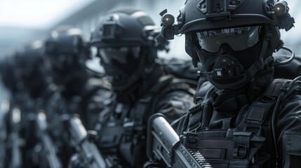 Fototapeta premium Elite swat teams masters of stealth in undercover operations, silent guardians of readiness