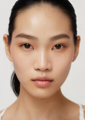 Obraz premium Close up portrait of beautiful Asian young woman in 20s with perfect glowy skin