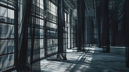 Black Shading Net in a newly created factory with Shading Net helps filter sunlight : Generative AI