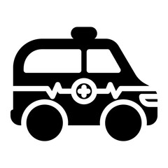 Ambulance icon in  Glyph solid black fill style