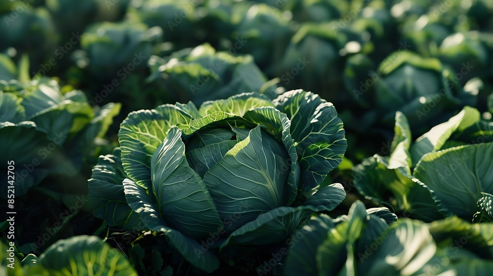 Poster fresh cabbage from farm field view of green cabbages plants nontoxic cabbage nontoxic vegetables org