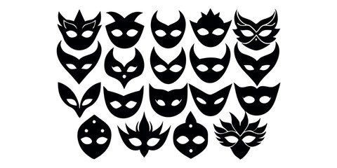 Beautiful carnival masks silhouettes for party, parade and carnival, for Mardi Gras and Halloween. Mask elements. Face mask  © LuisAlfonso
