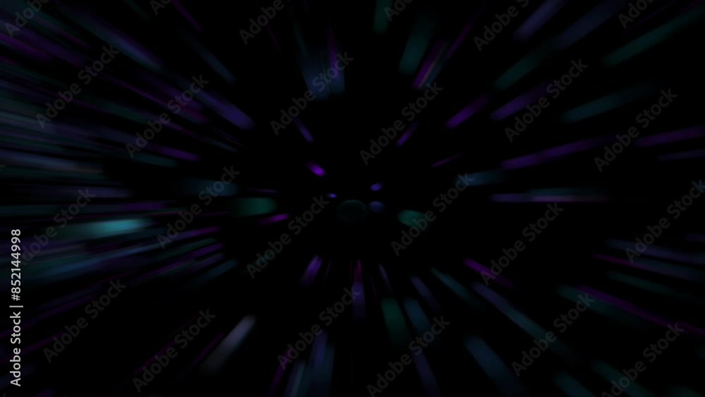 Poster blue pink dots random flying with bit on black background