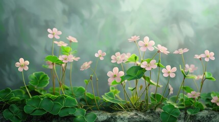 A depiction of a common wood sorrel plant known as oxalis montana