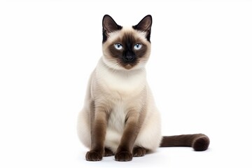 Siamese funny very cats of sitting isolated on white