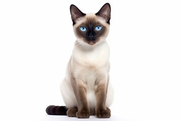 Siamese funny very cats of sitting isolated on white