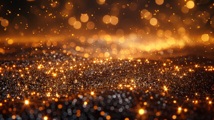 Naklejka premium glitter vintage lights background. dark gold and black. defocused