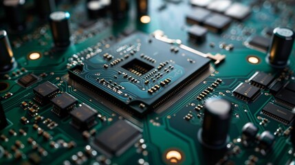 Close-Up of a Circuit Board with a Processor
