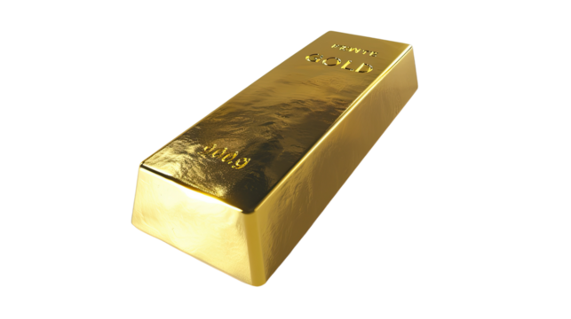 Gold bullion on a transparent background