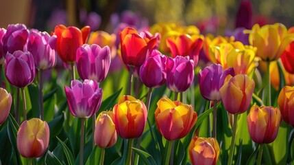 Vibrant tulips during the spring season