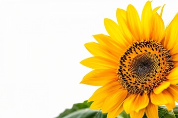Obraz premium flower Photography, Helianthus annuus, copy space on right, Close up view, Isolated on white Background