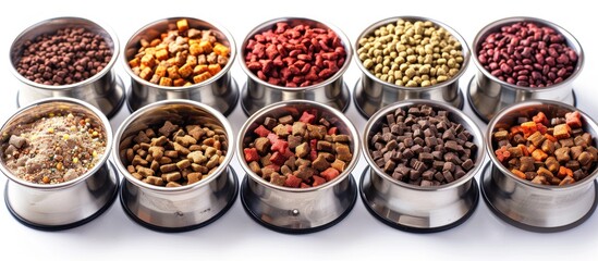 Assortment of Pet Food in Bowls