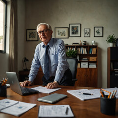 Fototapeta premium A Senior Businessman Working in His Office.