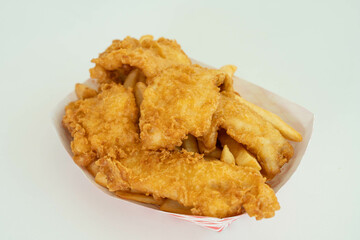 Fish and Chips in white background