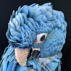 Fototapeta premium Image of a blue macaw being cute