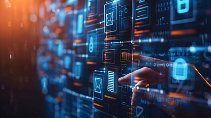 Interactive Digital Interface with a Finger Touching a Screen