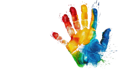 Colorful handprint on a transparent background