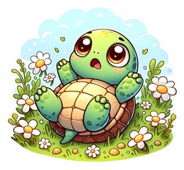 Turn turtle, English idiom. A turtle lying on its back, unable to flip over.