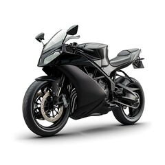 Black motorcycle isolated on white background