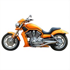 Orange motorcycle on white background