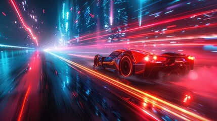 High-speed sports car: an elegant model racing down the road, showcasing cutting-edge engineering and the exhilaration of rapid acceleration.