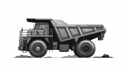 Fototapeta premium Illustration of a heavy-duty dump truck used in construction and mining, showcasing robust design and engineering capabilities.