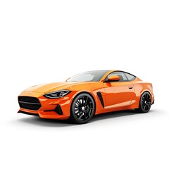 Naklejka premium Orange car isolated on white background