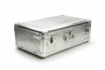 Fototapeta premium Aluminum suitcase isolated on white background