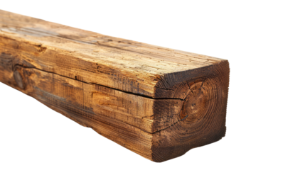 Wooden beam on a transparent background