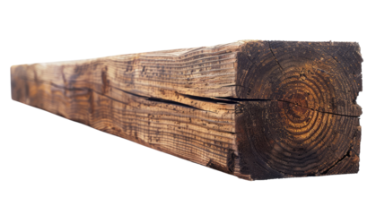 Wooden beam on a transparent background