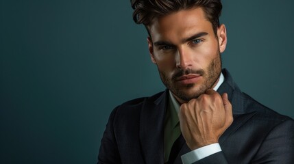 Stylish man in a suit posing for a close up portrait