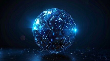 Obraz premium Education background. E-learning. Innovative online education technology concept. Webinar, teaching, online training courses. Skill development. Abstract 3D sphere with surface of hexagons with icons