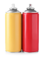 Two spray paint cans isolated on white