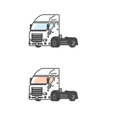 物流シリーズ：コンテナトレーラー・大型トラックのトレーラーヘッド(カラー&モノカラーのSET)