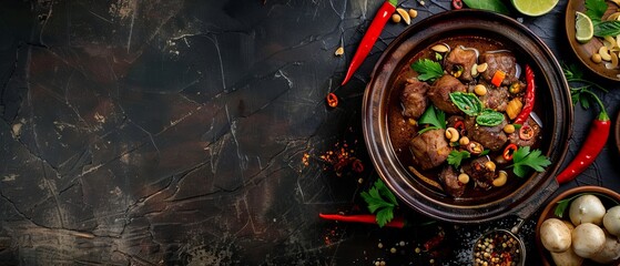 Indonesian food rawon with copy space