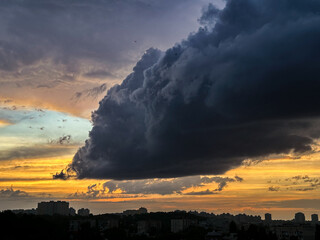 sunset in the city. sunset over the city.