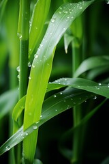 Obraz premium a close up of a green plant with water droplets on it