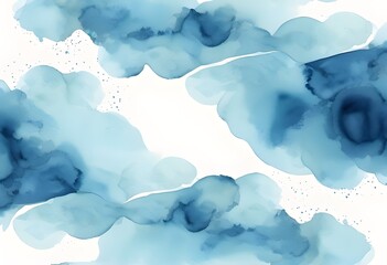 An abstract watercolor artwork featuring soft, flowing shades of blue. 