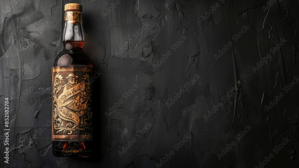 Wall mural vintage whiskey bottle on textured dark background