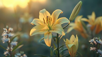 Obraz premium Attractive yellow lily