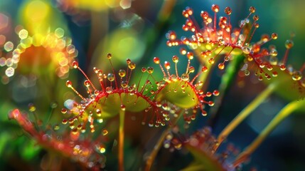 Close view of the sticky tendrils of the sundew