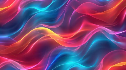 Obraz premium An abstract representation of dynamic, colorful light waves flowing in a seamless pattern. Generative AI