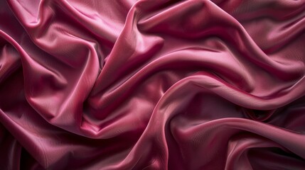 Obraz premium Rich burgundy satin fabric draped in luxurious, soft folds with a shiny texture.