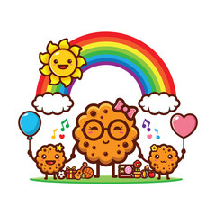 cute happy biscuits on a sunny day