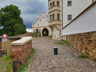 Gasse am Schloss Colditz am 31. Mai 2024, Colditz, Landkreis Leipzig, Sachsen, Deutschland	