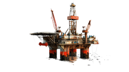 Oil platform on transparent background