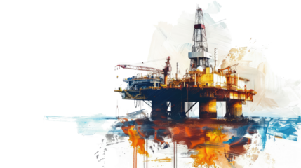 Oil platform on transparent background