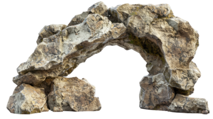 Artificial rock archway on transparent background