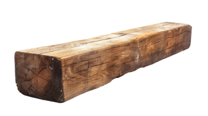 Wooden beam on a transparent background